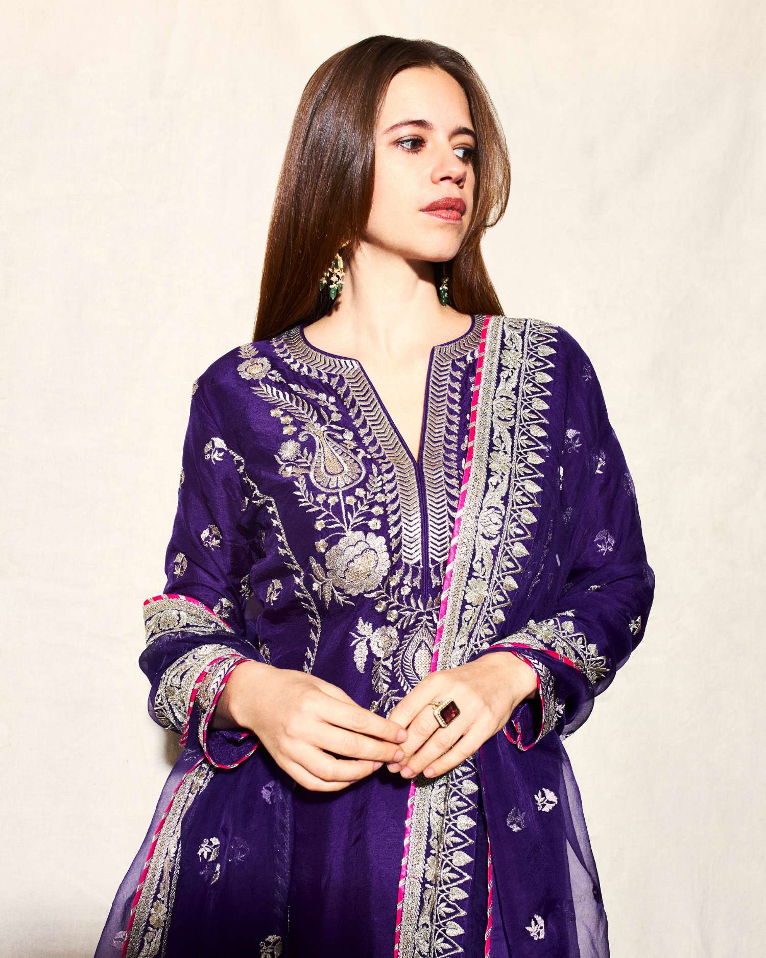 Royal Orchid Embroidered Ensemble Suit