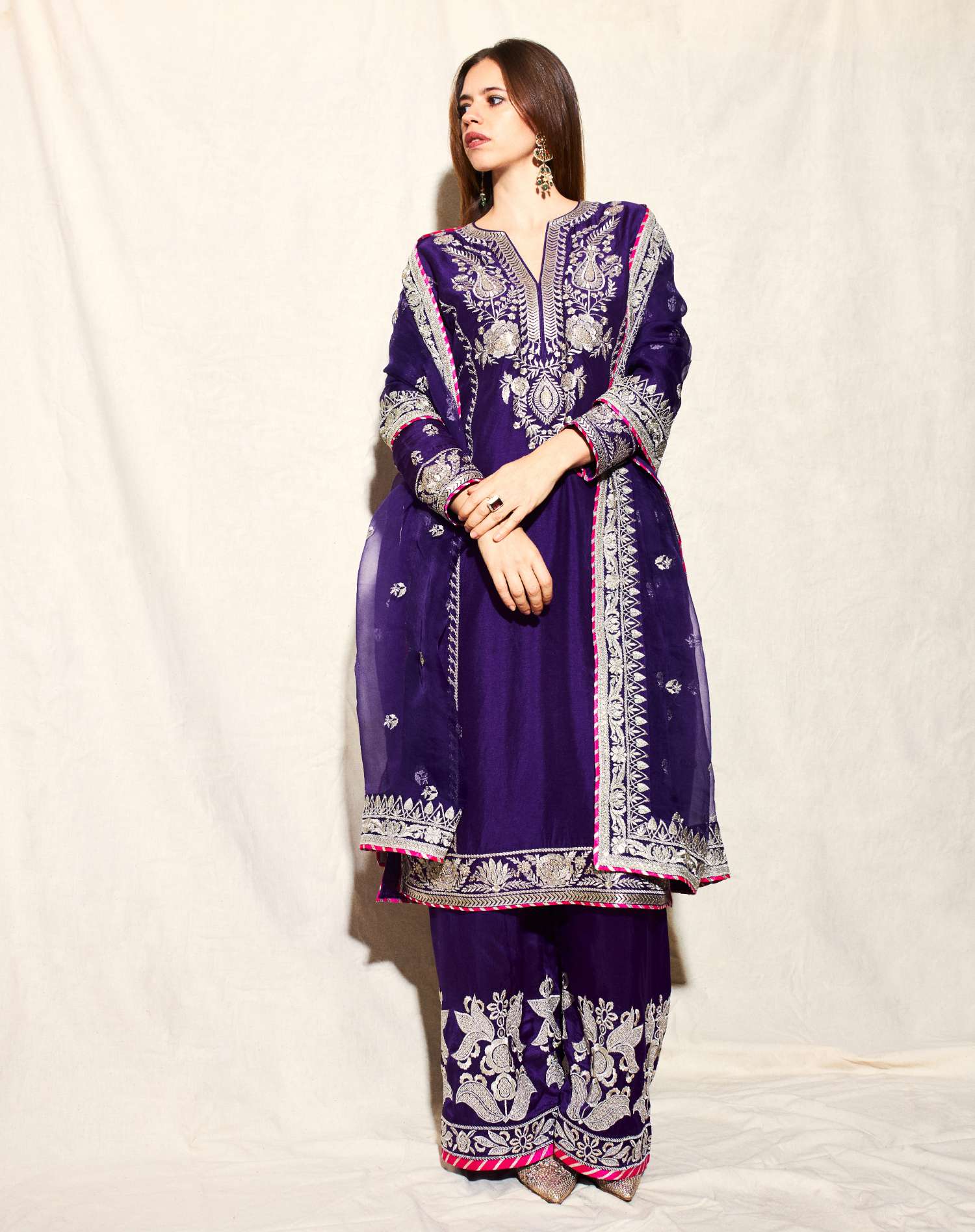 Royal Orchid Embroidered Ensemble Suit