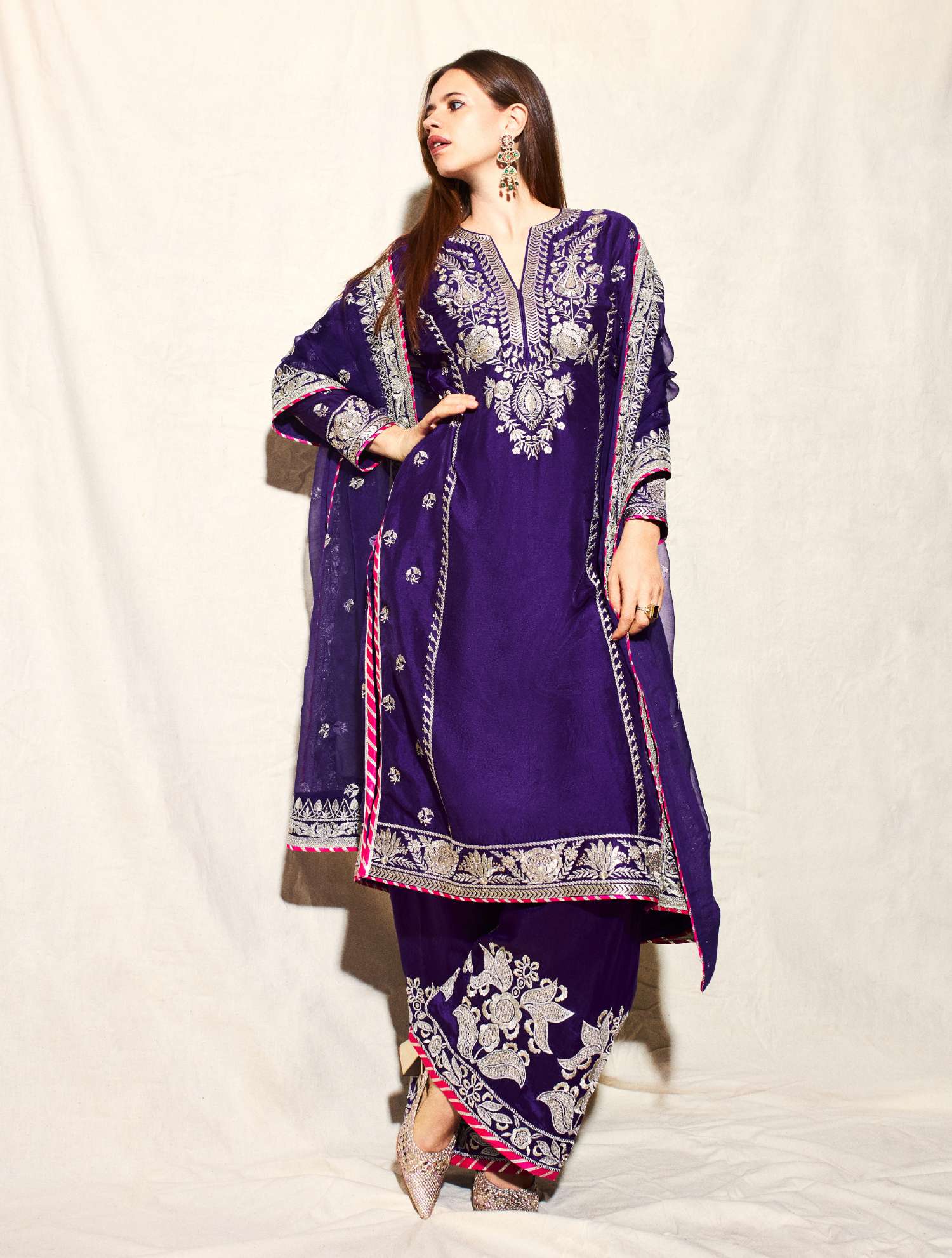 Royal Orchid Embroidered Ensemble Suit