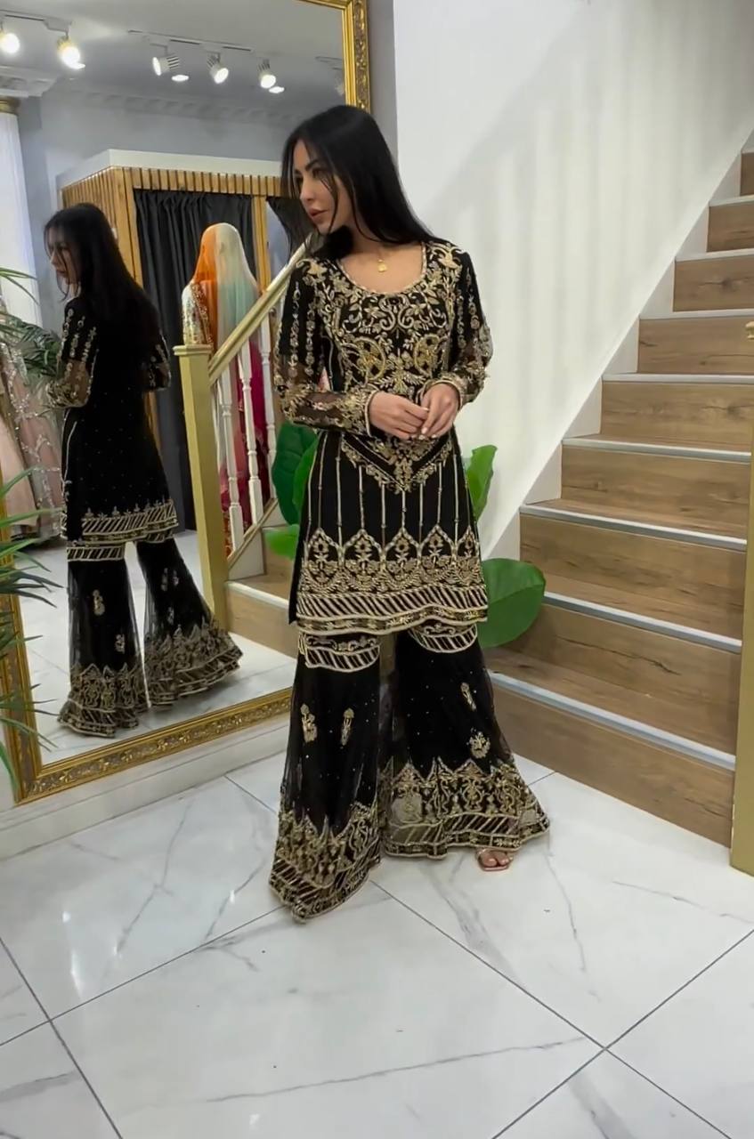 New Designer Party Wear Look Top , Sharara Plazzo and Dupatta